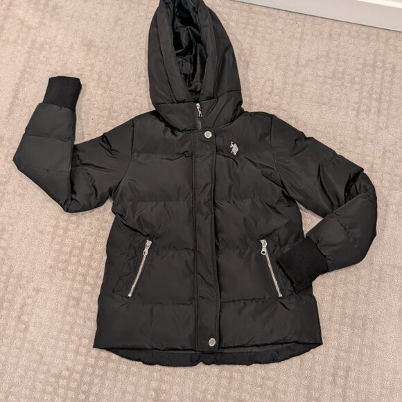 U.S. Polo Assn. Black Hooded Puffer Jacket - Women's sz S - Picture 4 of 8